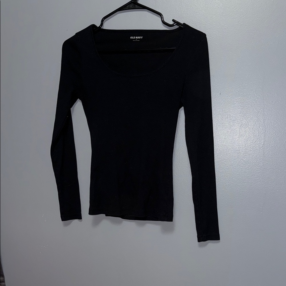 Old Navy Black Fitted Long Sleeve Top